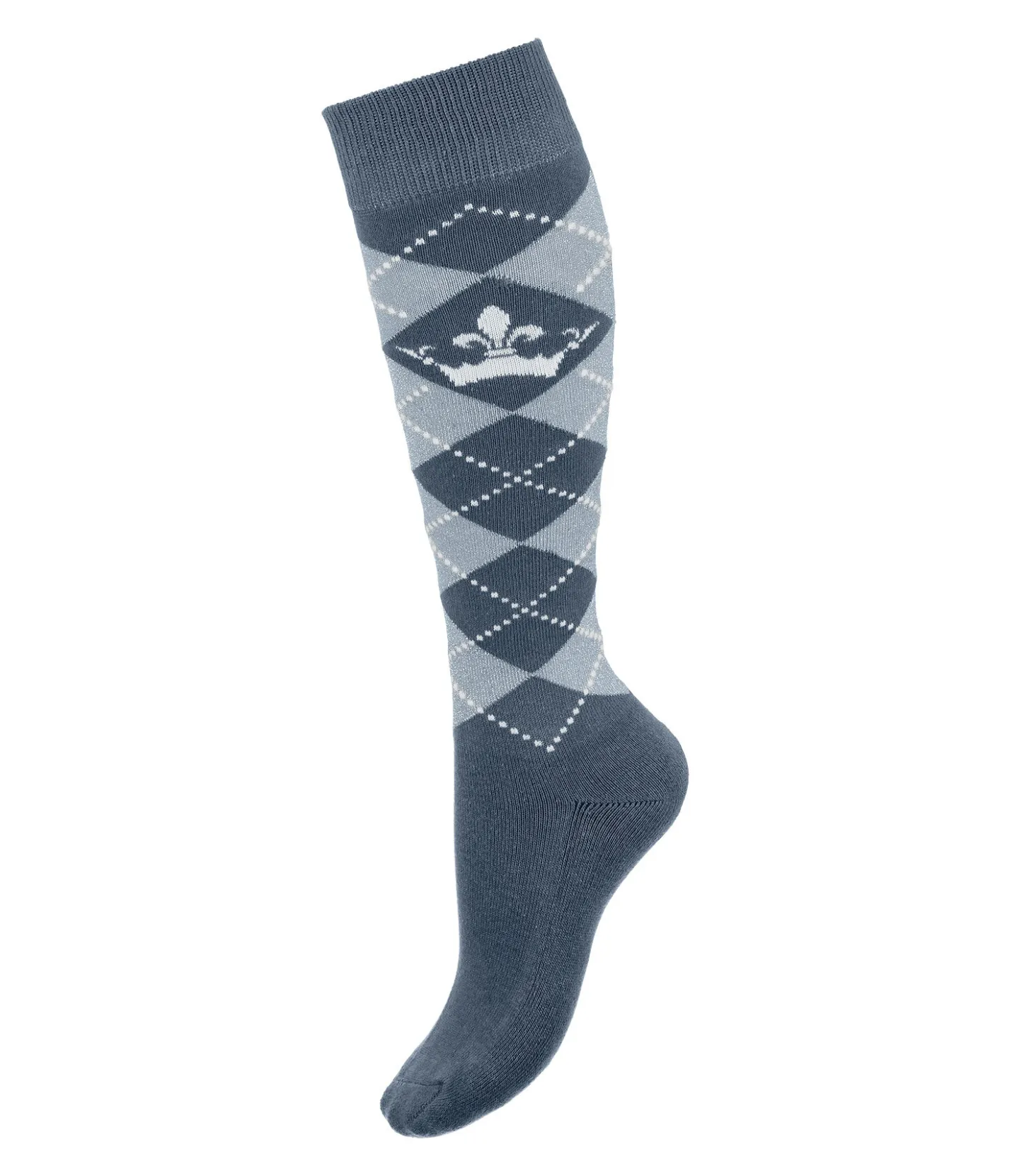 Felix Bühler Chaussettes hautes Argyle Glitzer II bleu fumée New