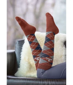 Felix Bühler Chaussettes hautes Argyle merlot Online