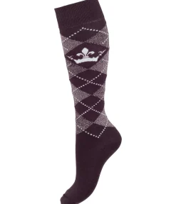 Felix Bühler Chaussettes hautes Argyle Glitzer II prune