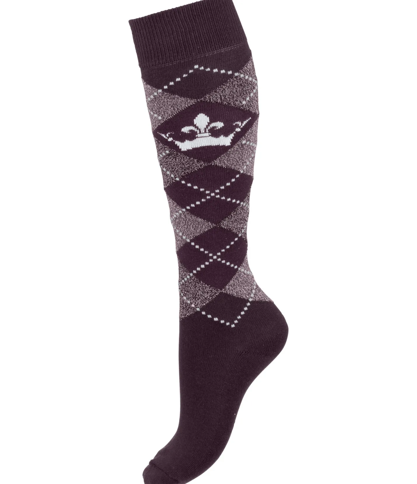 Felix Bühler Chaussettes hautes Argyle Glitzer II prune