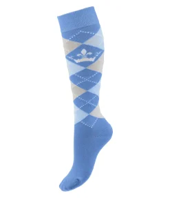 Felix Bühler Chaussettes hautes Argyle bleu Ibiza Hot