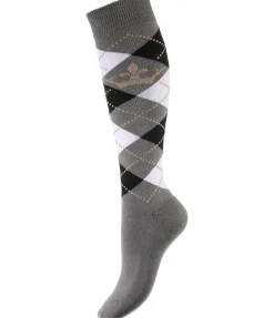 Felix Bühler Chaussettes hautes Argyle titane Clearance