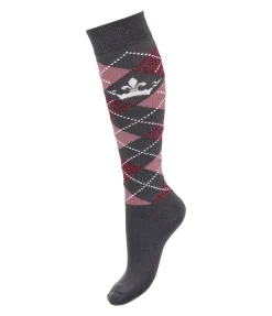 Felix Bühler Chaussettes hautes Argyle Glitzer II carbone Clearance