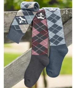 Felix Bühler Chaussettes hautes Argyle bleu fumée Clearance