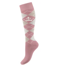 Felix Bühler Chaussettes hautes Argyle rose poudré Discount