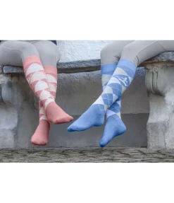 Felix Bühler Chaussettes hautes Argyle rose poudré Discount