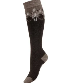 Felix Bühler Chaussettes hautes à base de laine mérinos Malia marron foncé Discount