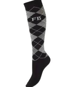 Felix Bühler Chaussettes hautes à base de laine mérinos Argyle noir New