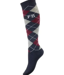 Felix Bühler Chaussettes hautes à base de laine mérinos Argyle navy Sale