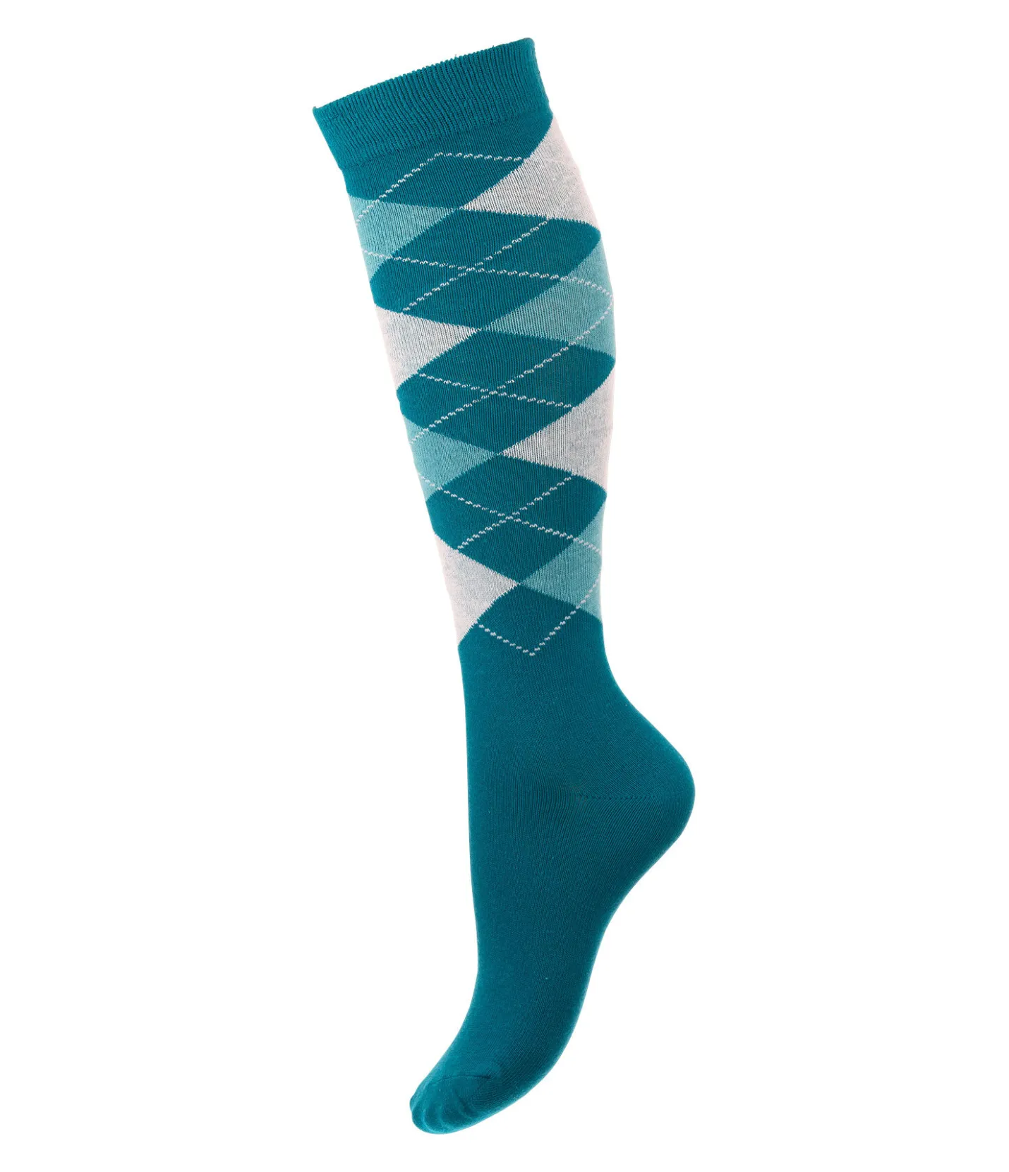 STEEDS Chaussettes hautes à losanges Argyle turquoise foncé