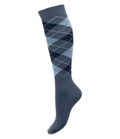 STEEDS Chaussettes hautes à losanges Argyle bleu fumée Clearance