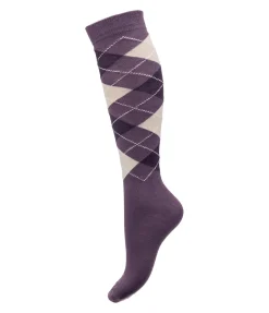 STEEDS Chaussettes hautes à losanges Argyle raisin Hot