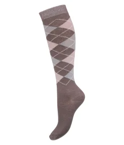 STEEDS Chaussettes hautes à losanges Argyle noisette Clearance