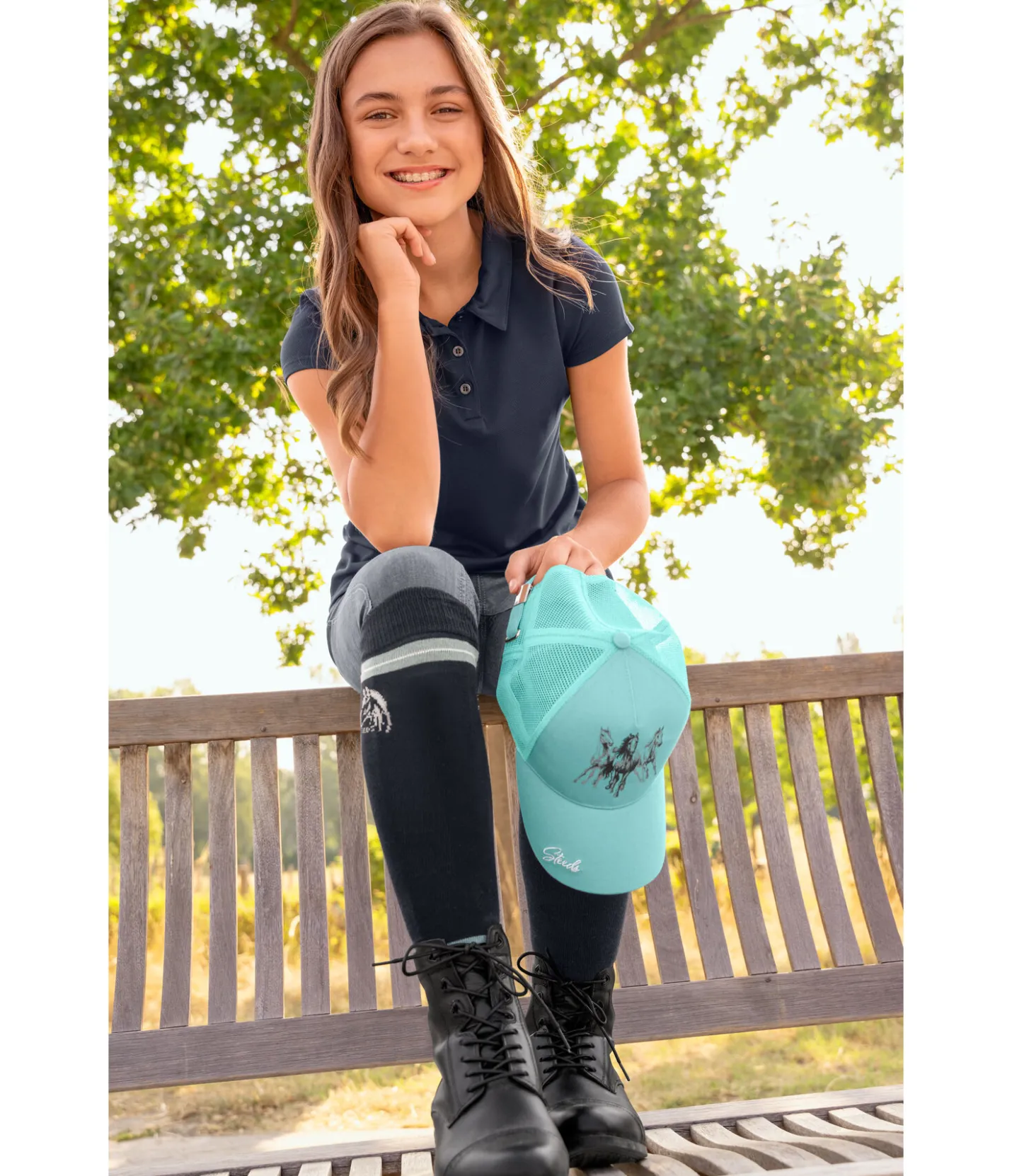 STEEDS Chaussettes hautes brillantes enfant Coolio marine Clearance
