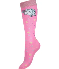 STEEDS Chaussettes hautes enfant Unicorn rose naïf New