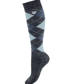 Felix Bühler Chaussettes hautes pailletées enfant Caro gris bleu Sale
