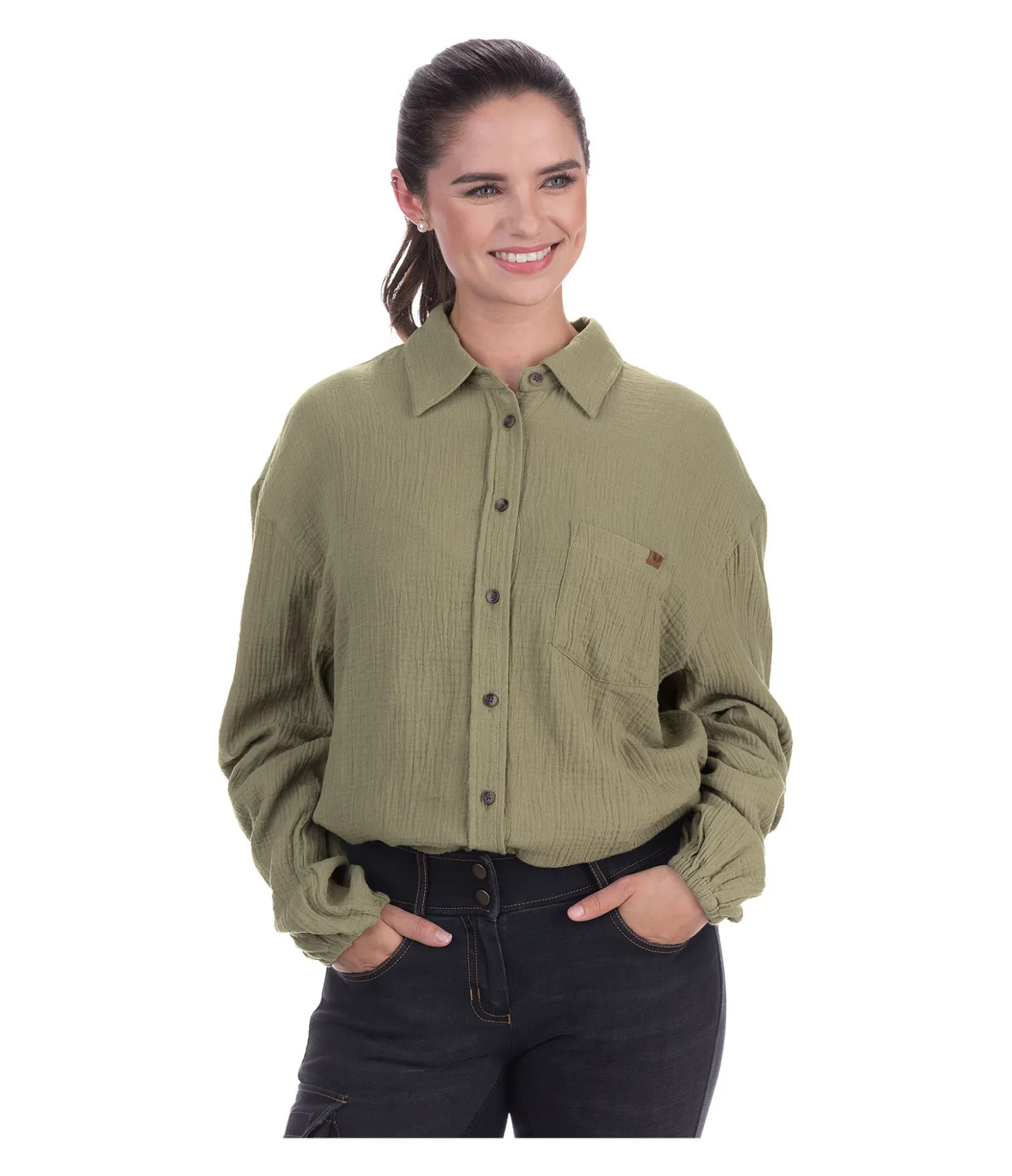 TWIN OAKS Chemise en mousseline Colorado olive clair New