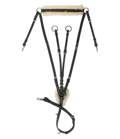 CLARIDGE HOUSE Collier de chasse élastique avec fourrure d'agneau Quick Fit marron foncé New