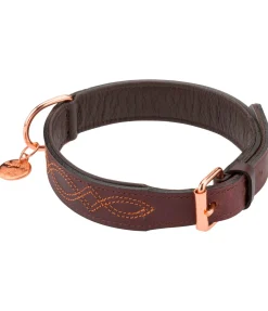 sugar dog Collier en cuir pour chien Livorno brun/rose