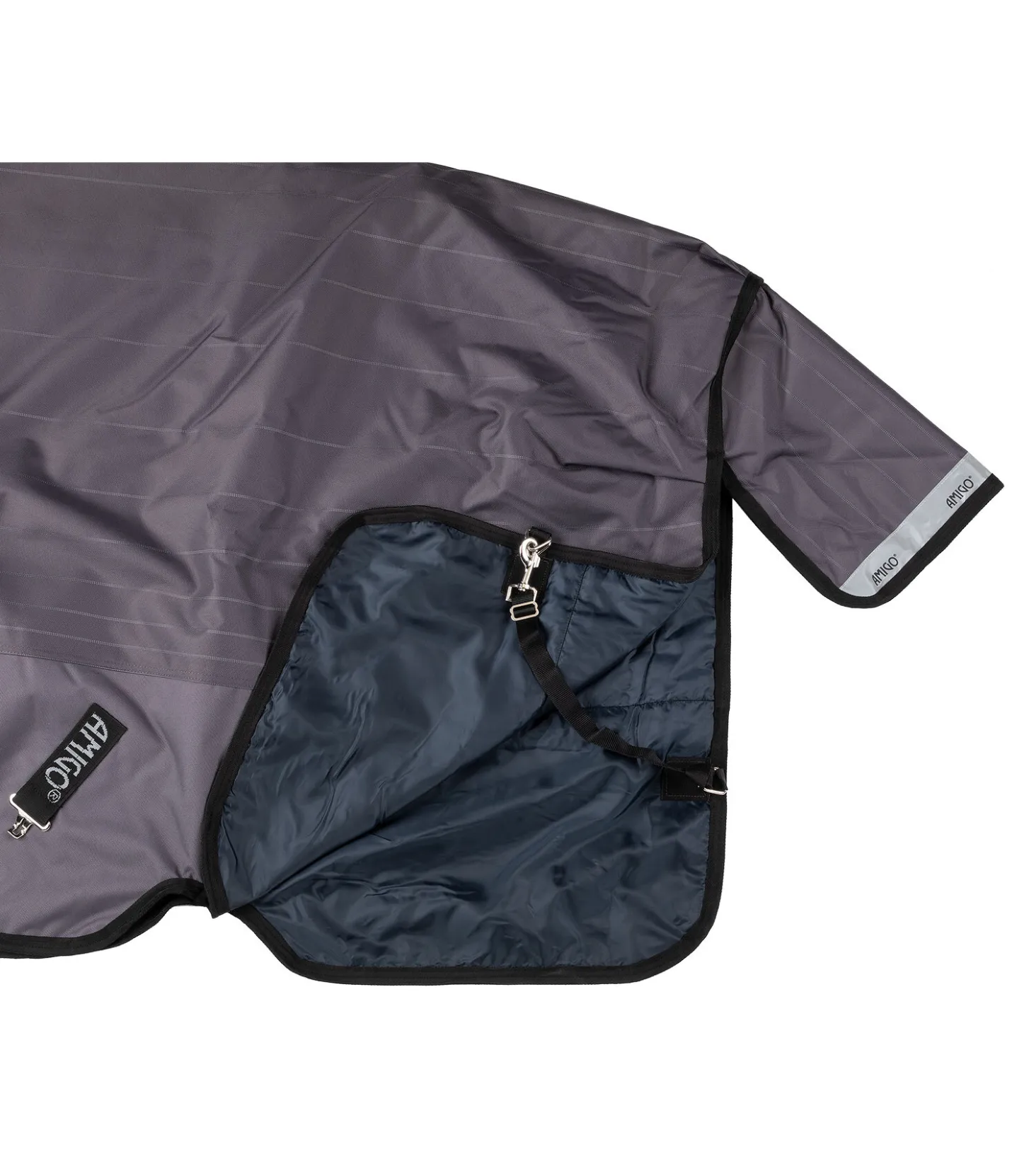 HORSEWARE Couverture avec couvre-cou AMIGO Bravo 12 Reflectech Plus Lite, 100 g carbone Clearance