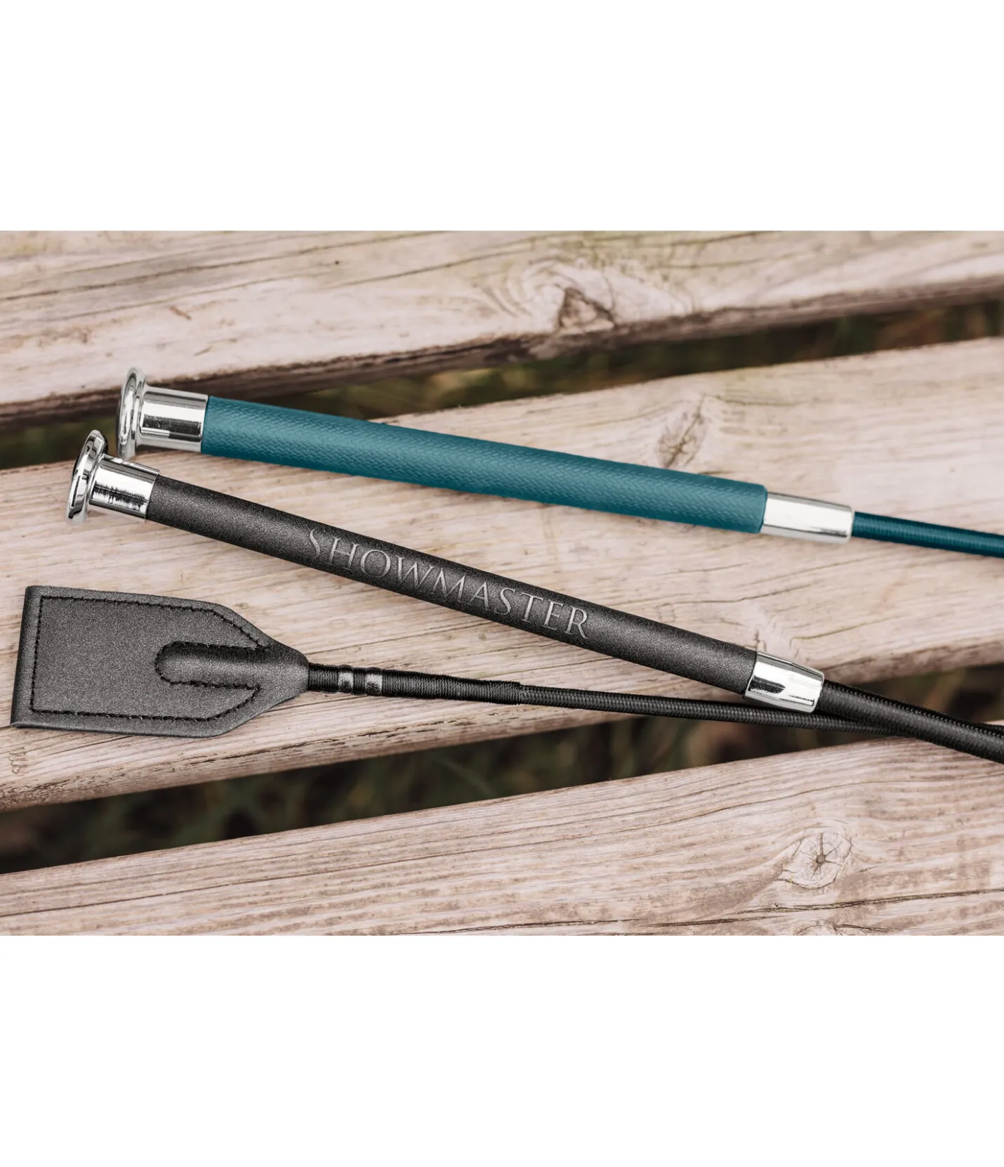 SHOWMASTER Cravache de dressage Sparkle noir/argenté Clearance