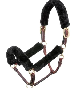 SHOWMASTER Ensemble de protections en polaire Teddy pour licol - 4 éléments noir Clearance