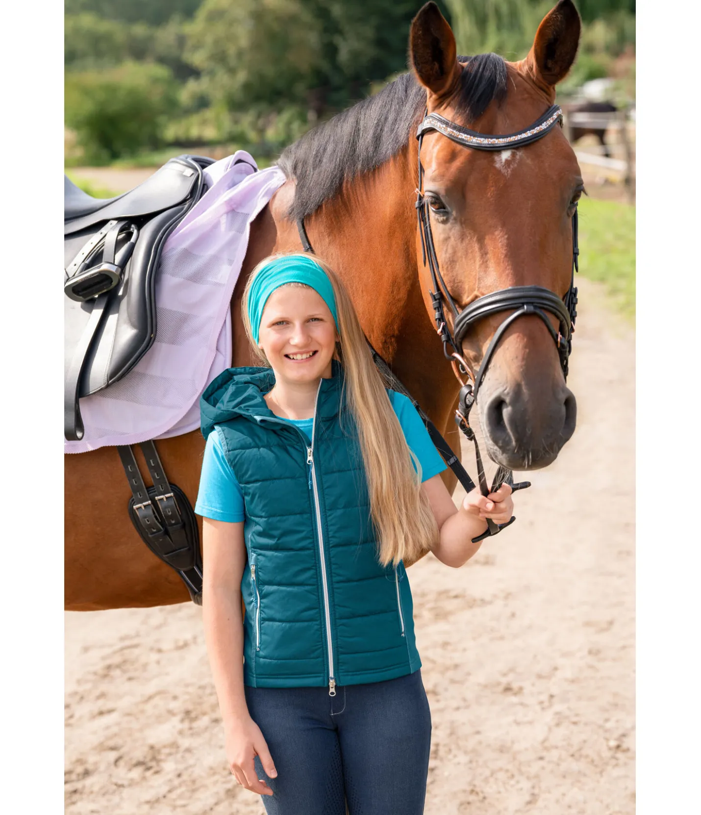 STEEDS Gilet d'équitation bi-matière Enfant Mika turquoise foncé Clearance