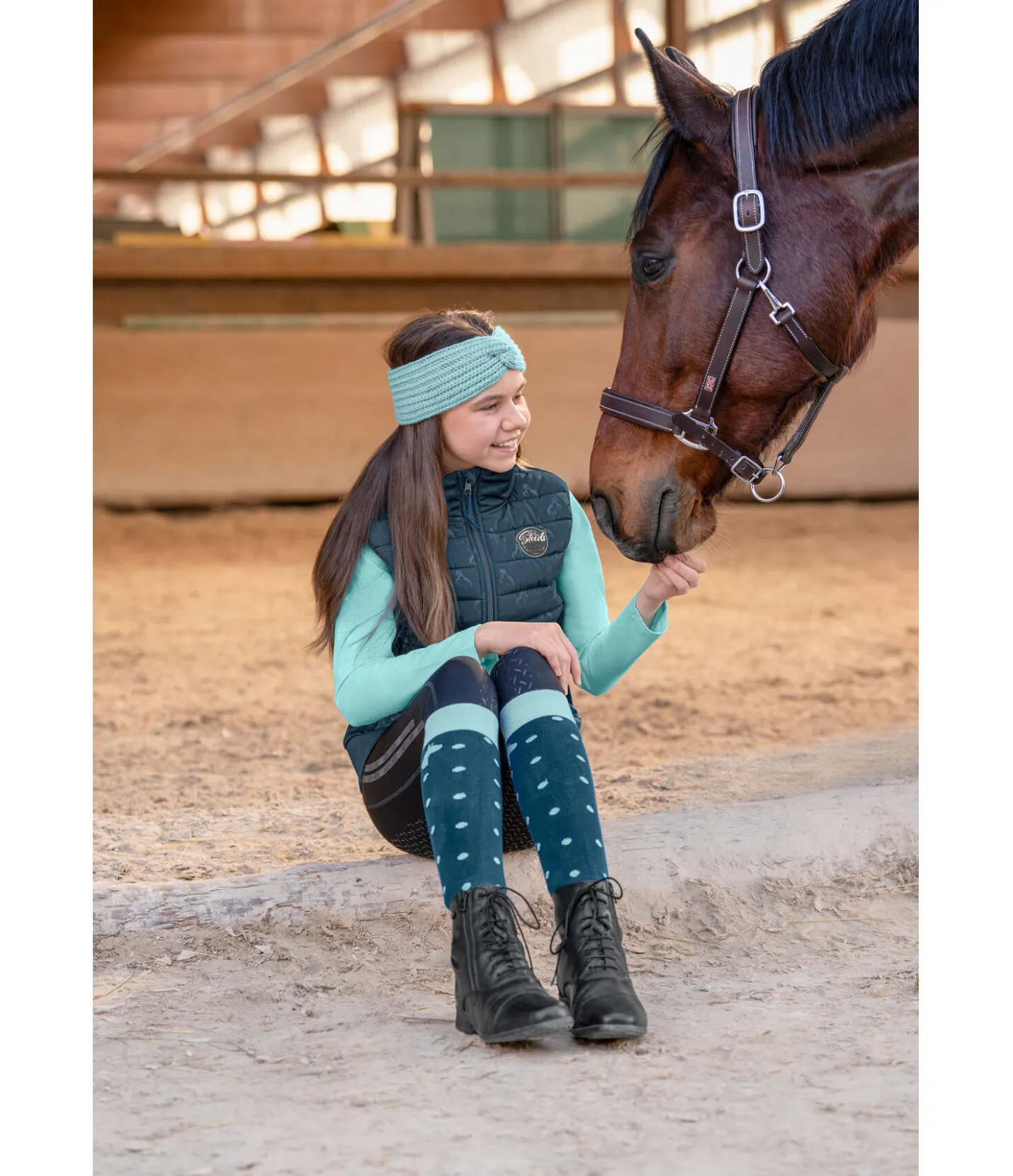 STEEDS Gilet d'équitation bi-matière Enfant Sarah II pétrole Discount