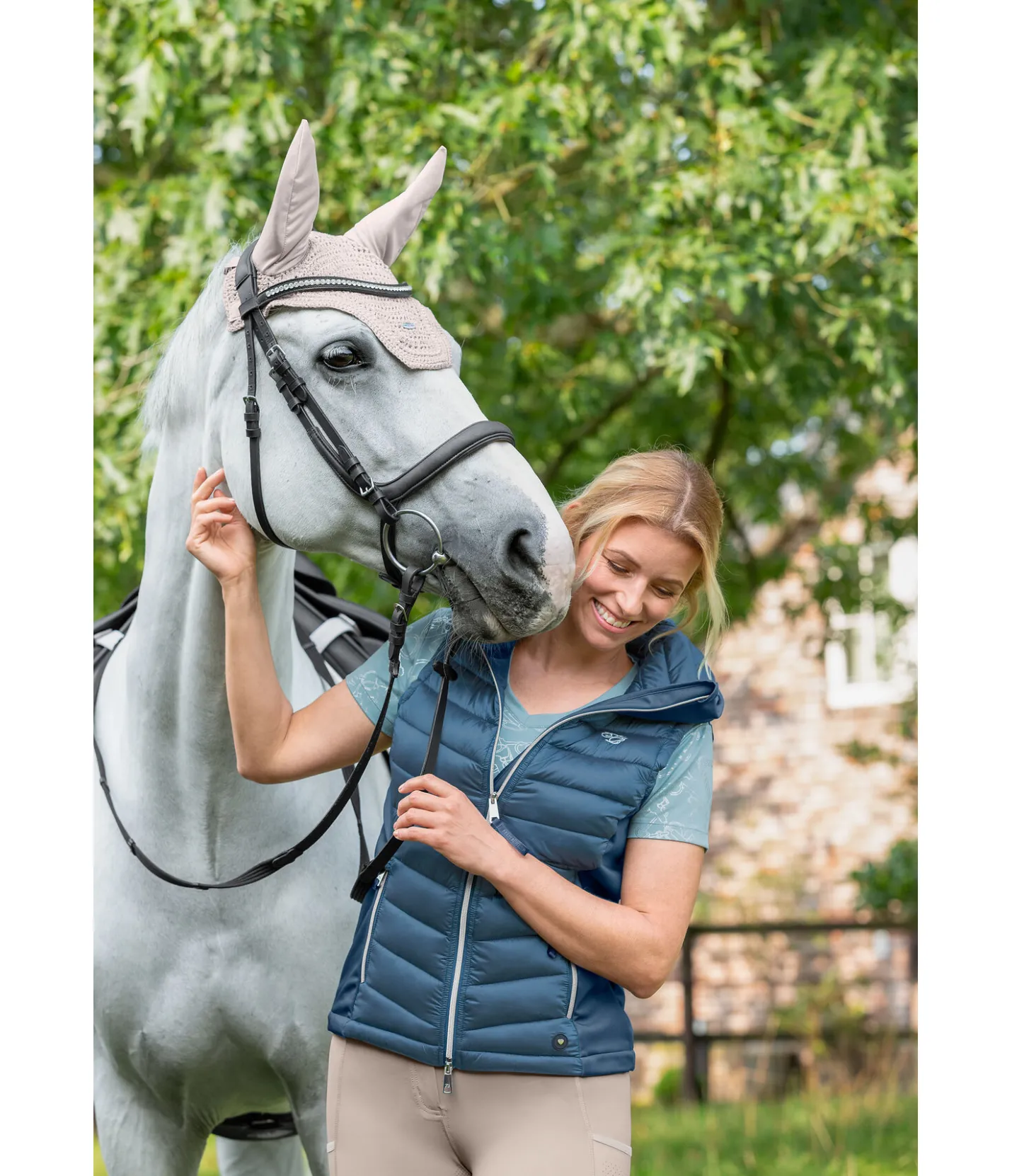 Felix Bühler Gilet d'équitation bi-matière à capuche Zoey pétrole Discount