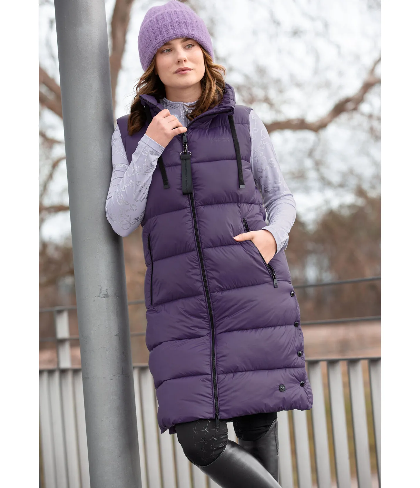 Felix Bühler Gilet d'équitation matelassé long Amber violet foncé Clearance