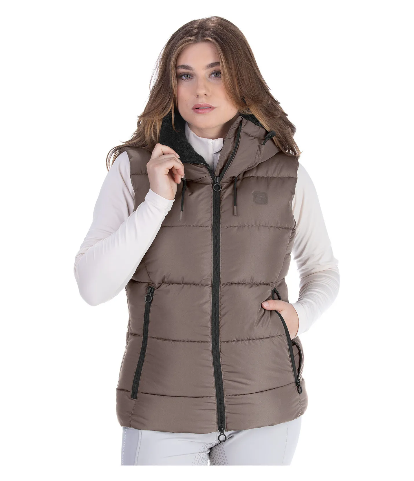STEEDS Gilet d'équitation matelassé à capuche Mira III noix Hot