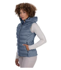 Felix Bühler Gilet d'équitation softshell bi-matière à capuche Jessy bleu fumée