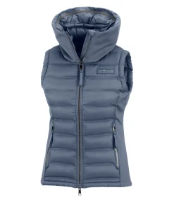 Felix Bühler Gilet d'équitation softshell bi-matière à capuche Jessy bleu fumée