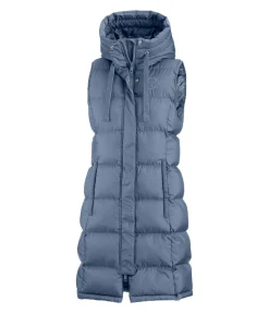 Felix Bühler Gilet long à capuche Clara bleu fumée