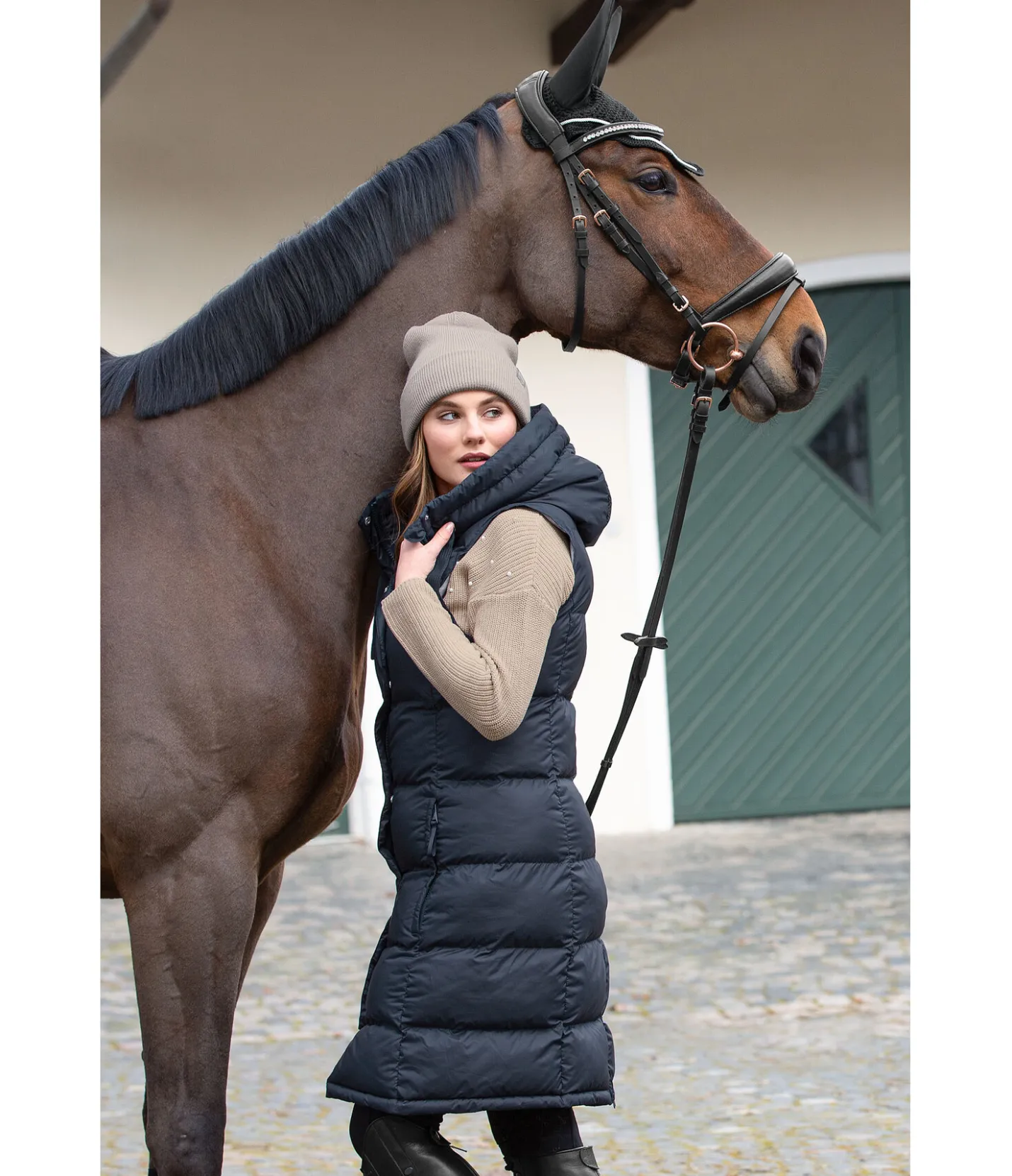Felix Bühler Gilet long à capuche Clara navy Discount