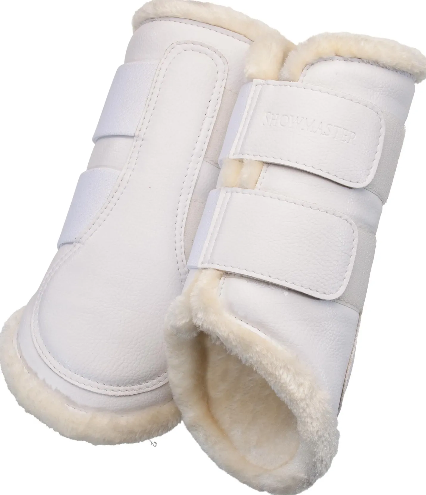 SHOWMASTER Guêtres de dressage antérieures en polaire Teddy blanc Hot