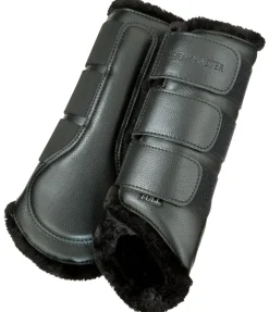 SHOWMASTER Guêtres de dressage postérieures en polaire Teddy noir/noir Clearance