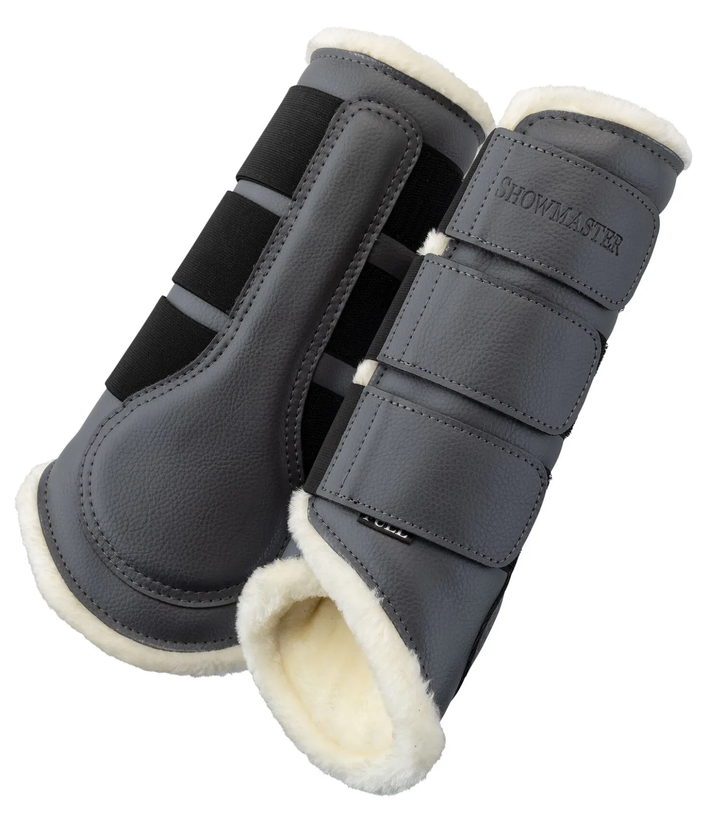 SHOWMASTER Guêtres de dressage postérieures en polaire Teddy graphite Best