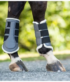 SHOWMASTER Guêtres de dressage postérieures en polaire Teddy graphite Best