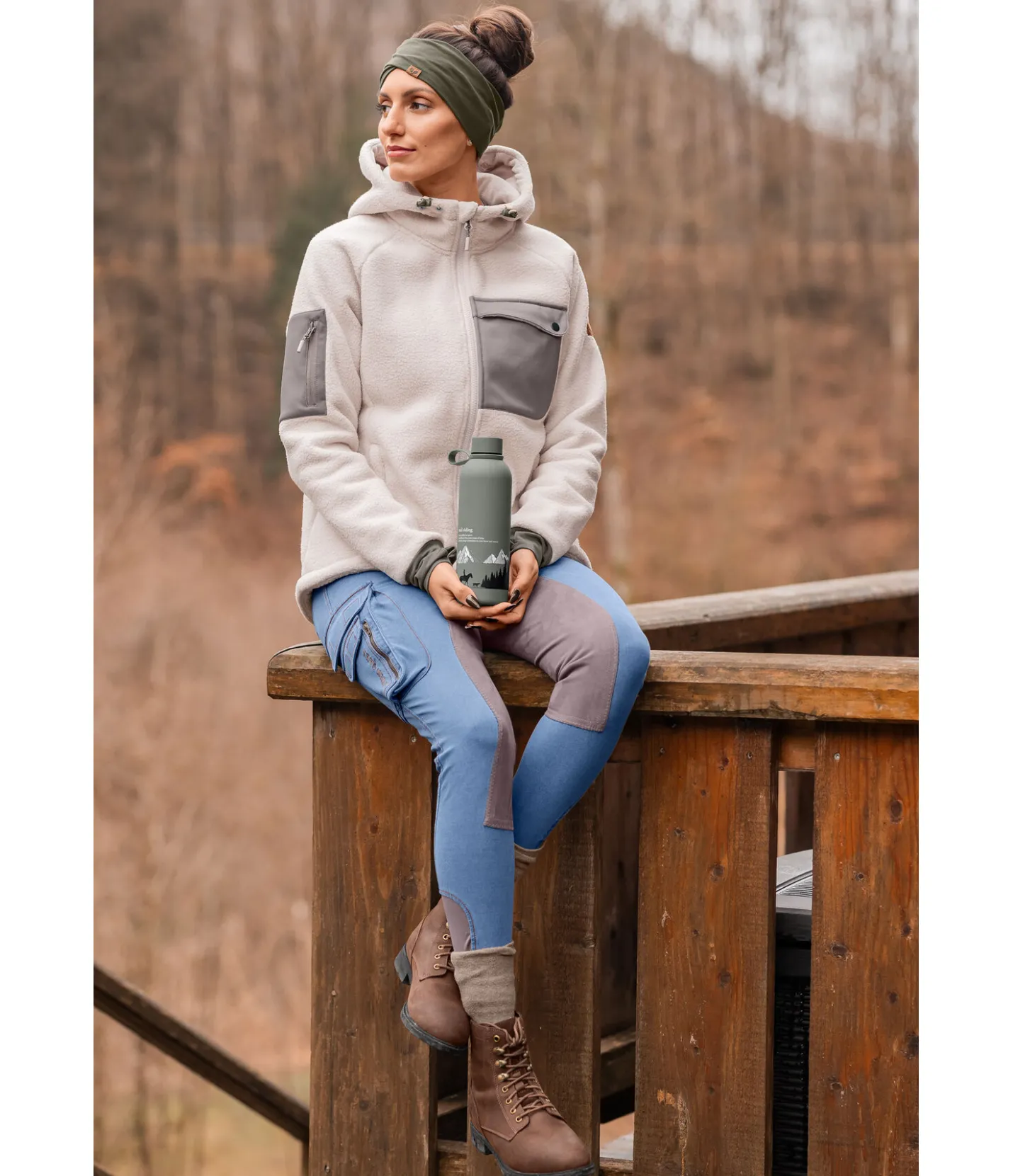 TWIN OAKS Jeans de randonnée avec fond intégral en matière synthétique Aspen denim