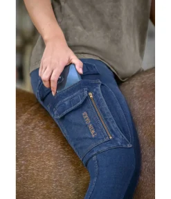TWIN OAKS Jeans de randonnée avec fond intégral en matière synthétique Aspen denim foncé Discount