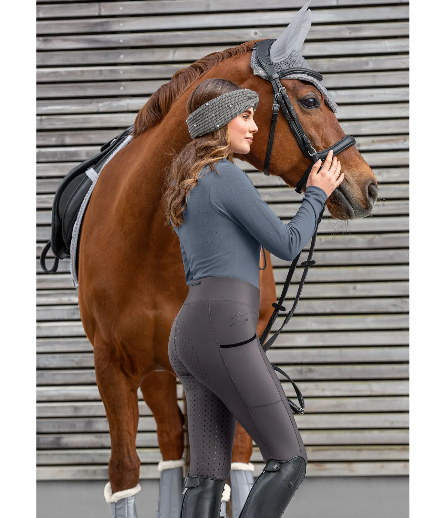 Felix Bühler Legging d'équitation à fond intégral grip Liliana II carbone Clearance