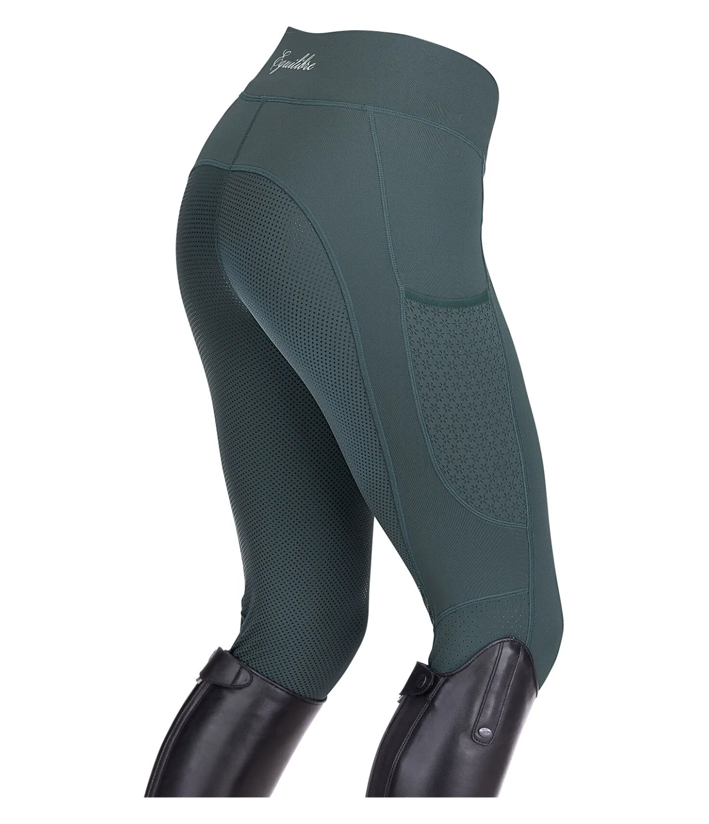 Equilibre Legging d'équitation d'été à fond intégral grip Amanda thé vert Discount