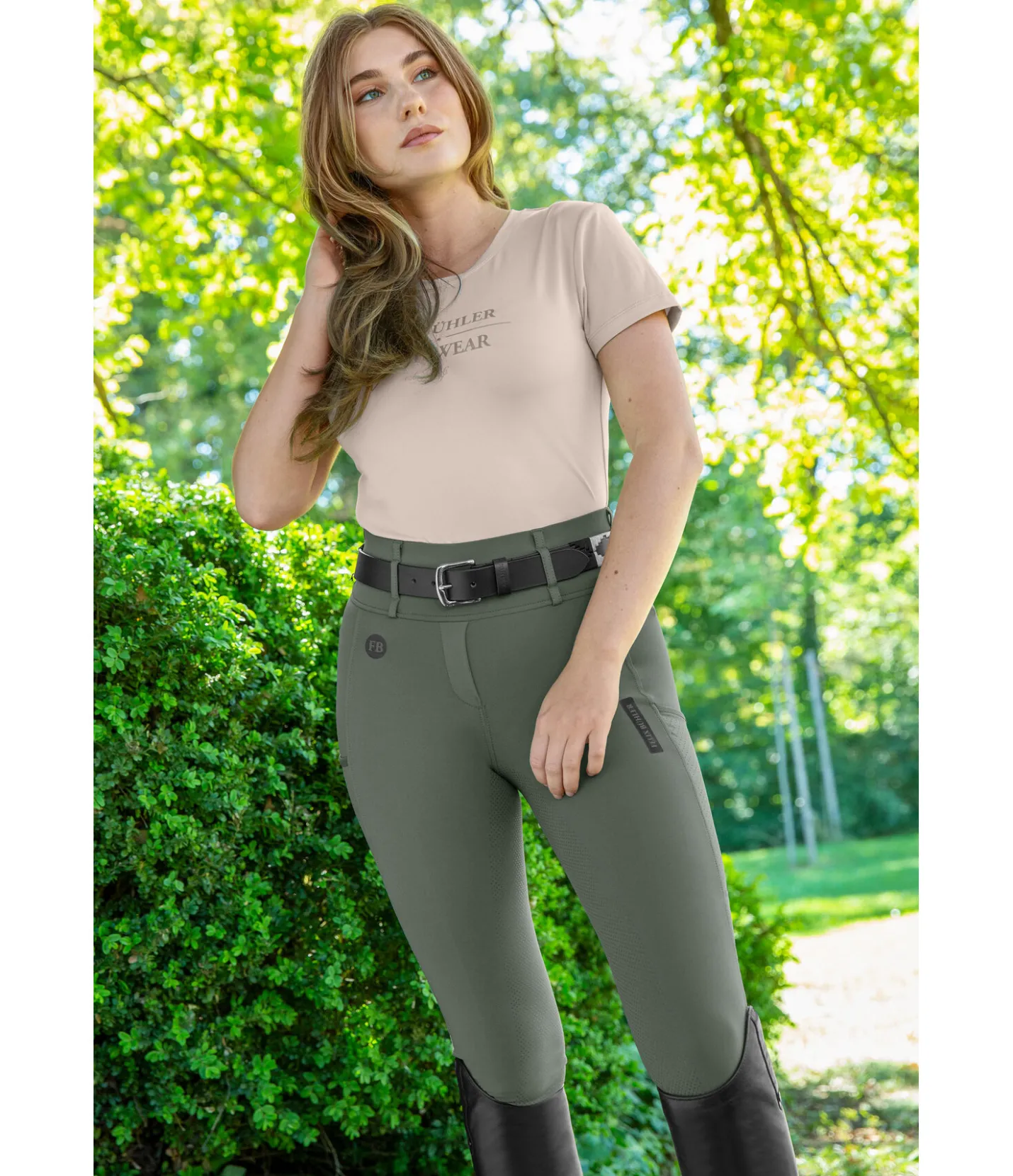 Felix Bühler Legging d'équitation d'été à fond intégral grip Marina-Mesh forêt Outlet