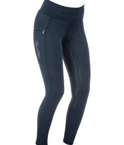 Equilibre Legging d'équitation thermique à fond intégral Grip Hermine navy