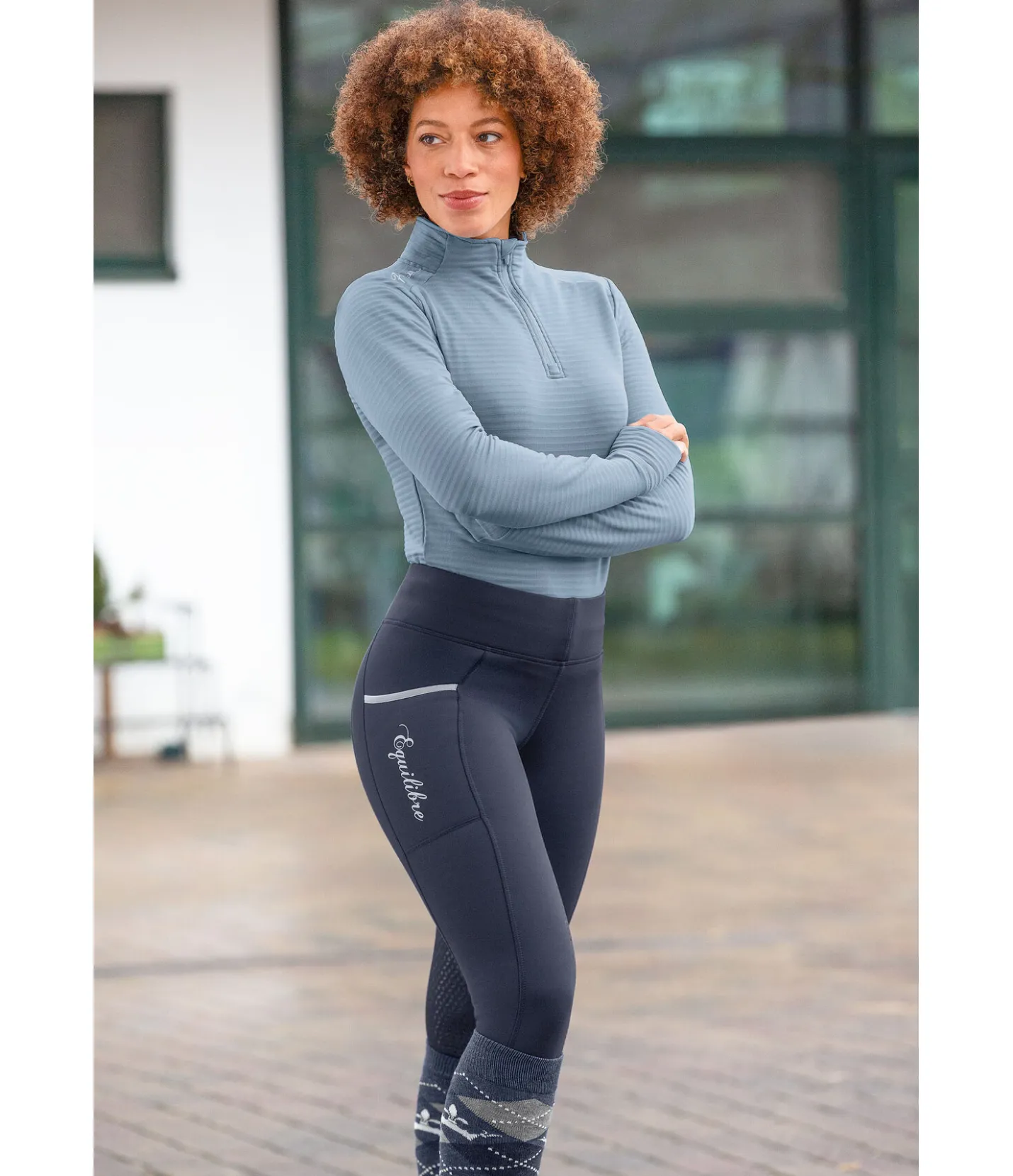 Equilibre Legging d'équitation thermique à fond intégral grip Kristen navy Online