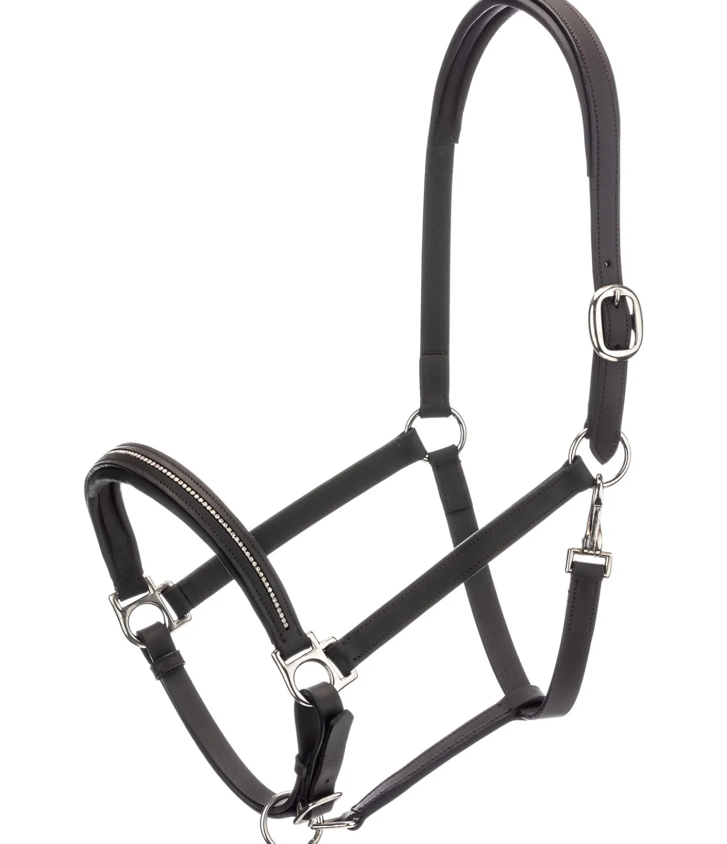SHOWMASTER Licol en cuir orné de strass Selina marron foncé Discount