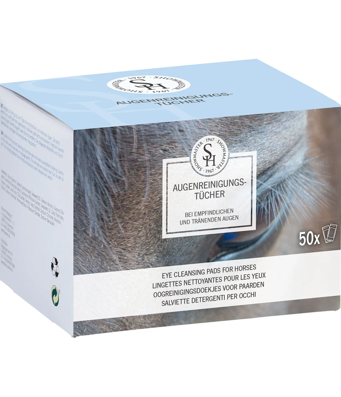 SHOWMASTER Lingettes nettoyantes pour les yeux des chevaux - 50 lingettes Outlet
