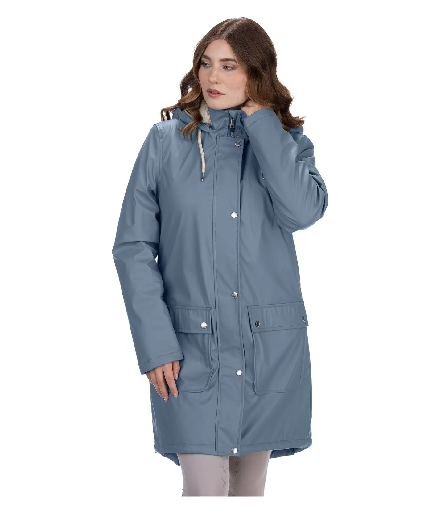Felix Bühler Manteau de pluie avec doublure en fourrure Teddy Paris bleu fumée Discount