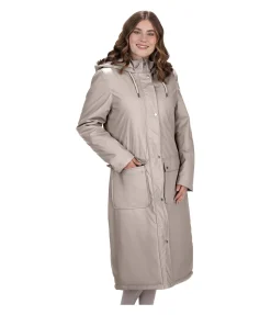 Felix Bühler Manteau de pluie long à capuche doublé en fourrure Teddy Paris taupe Outlet